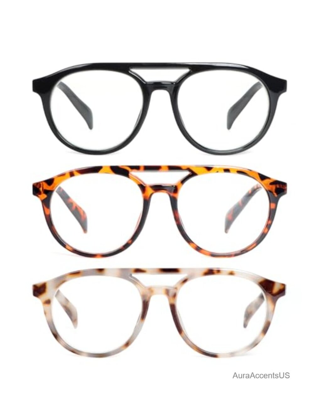 3 Pairs Aviator Round Reading Glasses Oversized Blue Light Blocking Spring